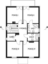 Piętro 1 projektu - Cynober - murowana – ceramika