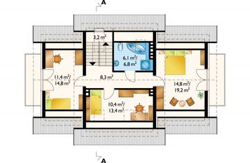 Poddasze projektu - Gacek - murowana – ceramika