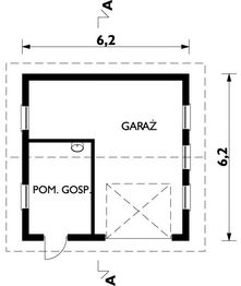 Projekt garażu 17 (221) - rzut parteru, dom liczy 0 pokoje, 0 łazienki i wc