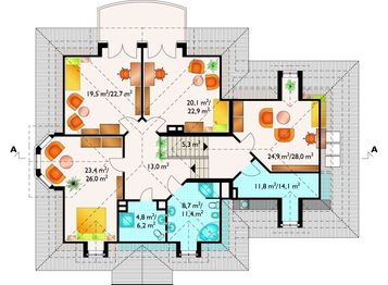 Poddasze projektu - Kastor - murowana – beton komórkowy