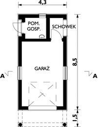 Parter projektu - Garaż 28 - murowana – beton komórkowy