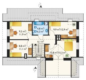 Poddasze projektu - Wodnik Mały - murowana – ceramika