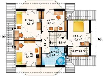 Poddasze projektu - Kaja - murowana – beton komórkowy