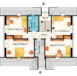 Poddasze projektu - Nowy Dworek Eko - murowana - beton komórkowy