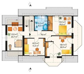 Poddasze projektu - Pigwa - murowana – beton komórkowy