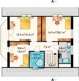 Poddasze projektu - Nina - murowana – beton komórkowy