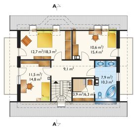 Poddasze projektu - Witlinek - murowana – beton komórkowy