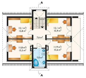 Poddasze projektu - Jantar - murowana – beton komórkowy