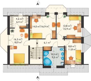 Poddasze projektu - Pola - murowana – beton komórkowy