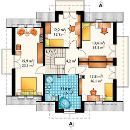Poddasze projektu - Fryda - murowana – beton komórkowy