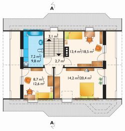 Poddasze projektu - Melafir - murowana – beton komórkowy