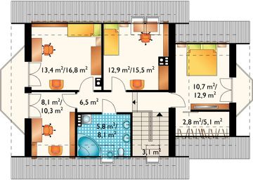 Poddasze projektu - Bera - murowana – beton komórkowy