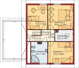 Poddasze projektu - Domek Południowy (015 SK + G)