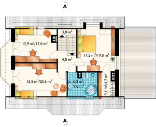Poddasze projektu - Marta - murowana – beton komórkowy