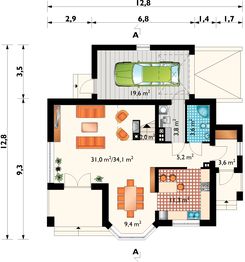 Parter projektu - Zenek - murowana - beton komórkowy