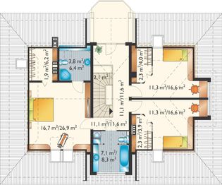Poddasze projektu - Dereń - murowana – beton komórkowy