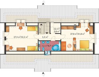 Poddasze projektu - Aramis - murowana – beton komórkowy