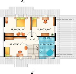Poddasze projektu - Sójka Eko - murowana - beton komórkowy