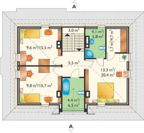 Poddasze projektu - Amadej Krak - murowana – beton komórkowy