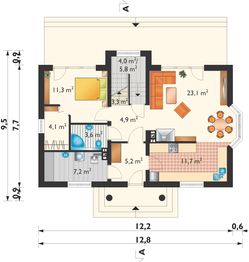 Parter projektu - Roksana Rex - murowana - beton komórkowy