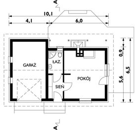 Projekt garażu M2 (243) - rzut parteru, dom liczy 1 pokoje, 1 łazienki i wc