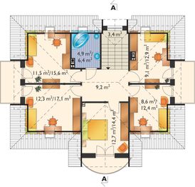 Poddasze projektu - Ślężan Energo - murowana - beton komórkowy
