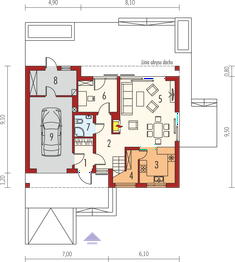 Projekt domu E4 G1 (wersja A) multi-comfort - rzut parteru, dom liczy 4 pokoje, 3 łazienki i wc