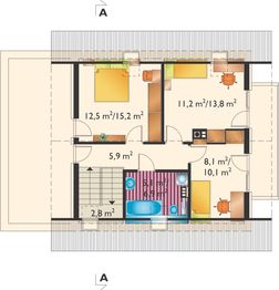Poddasze projektu - Zeta - murowana – beton komórkowy