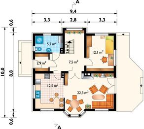 Parter projektu - Trzmiel - murowana – beton komórkowy
