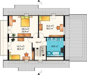 Poddasze projektu - Sójka - murowana – ceramika
