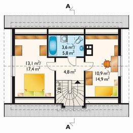 Poddasze projektu - Drobina - murowana – beton komórkowy