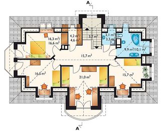 Poddasze projektu - Barkentyna - murowana – ceramika