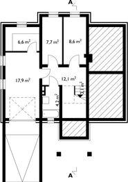 Projekt domu Mak (439) - rzut piwnicy, dom liczy 6 pokoje, 3 łazienki i wc