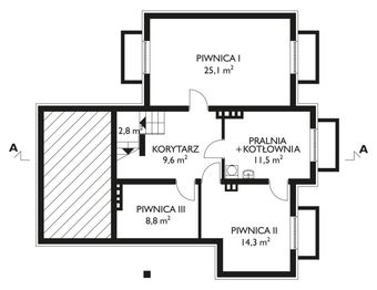 Piwnica projektu - Zorza-2 - murowana – beton komórkowy