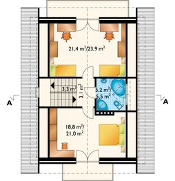 Poddasze projektu - Fikus - murowana - klinkier