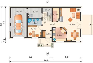 Parter projektu - Liliana - murowana - beton komórkowy