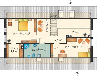 Poddasze projektu - Modrzyk Max - murowana ceramika
