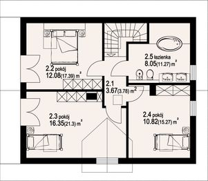 Poddasze projektu - Dom mazurski 3dw