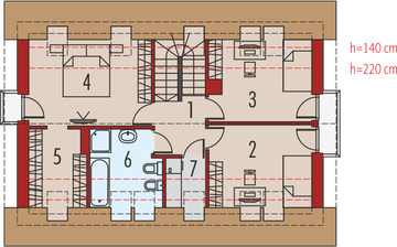 Projekt domu E11 III economic - rzut poddasza, dom liczy 3 pokoje, 2 łazienki i wc