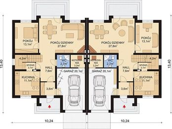 Projekt domu APS 215 - rzut parteru, dom liczy 4 pokoje, 2 łazienki i wc