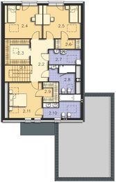 Projekt domu Garda II DCP310a - rzut poddasza, dom liczy 4 pokoje, 3 łazienki i wc