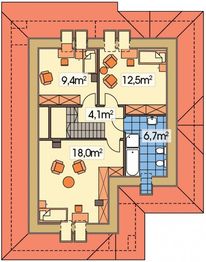 Poddasze projektu - Róża 2A garaż