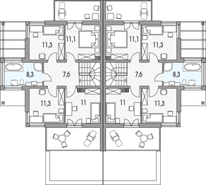 Poddasze projektu - Willa SLONECZNA bliźniak