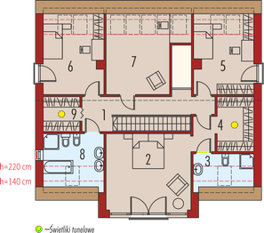 Projekt domu EX 9 G1 soft (wersja A) - rzut poddasza, dom liczy 4 pokoje, 3 łazienki i wc