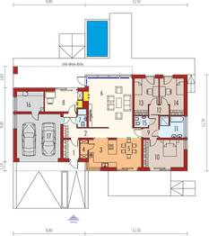 Projekt domu EX 11 G2 soft (wersja D) - rzut parteru, dom liczy 4 pokoje, 3 łazienki i wc
