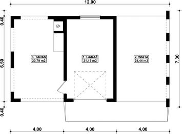Parter projektu - G190 - Budynek garażowy z wiatą
