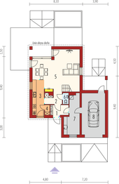 Projekt domu E13 II G1 economic - rzut parteru, dom liczy 3 pokoje, 2 łazienki i wc
