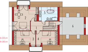 Projekt domu Amaranta G2 multi-comfort - rzut poddasza, dom liczy 4 pokoje, 2 łazienki i wc