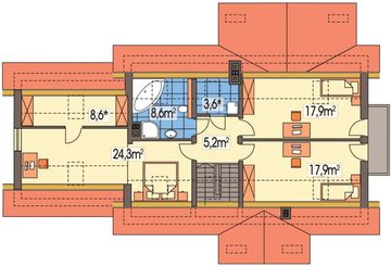 Poddasze projektu - Aston 2 wersja D z podwójnym gar. i ścianką kolankową paliwo stałe