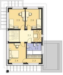 Projekt domu Bergamo DCP343 - rzut poddasza, dom liczy 4 pokoje, 2 łazienki i wc